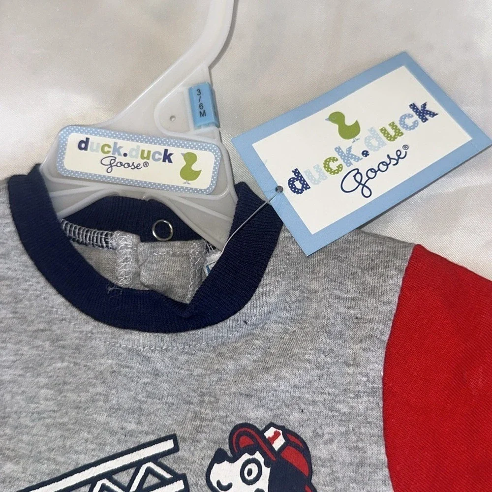 Duck Duck Goose Baby Boys Fire Truck Captain Courageous 2pc Set 3-6M NWT